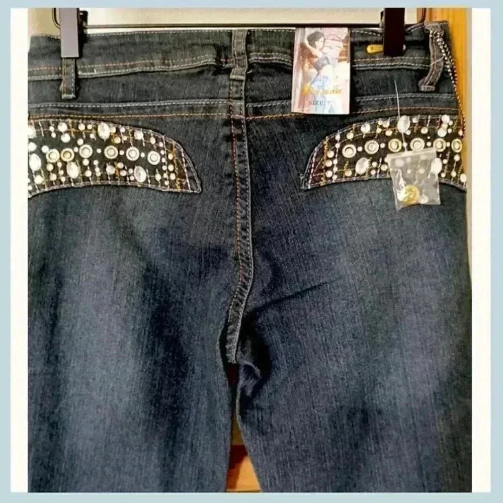 💎 NWT Pasion Crystal Embellished Jeans – Juniors Size 7 💎 - Picture 7 of 9